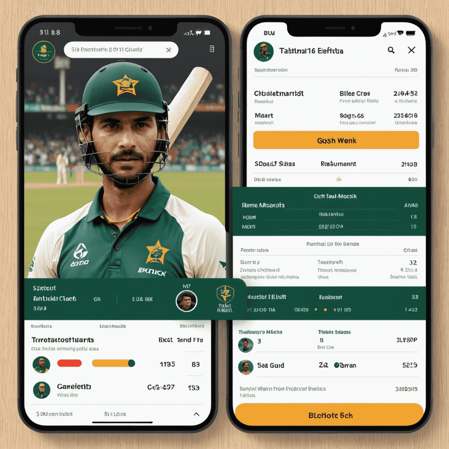 A fantasy cricket team selection interface showing player cards with statistics and a virtual cricket field for team placement