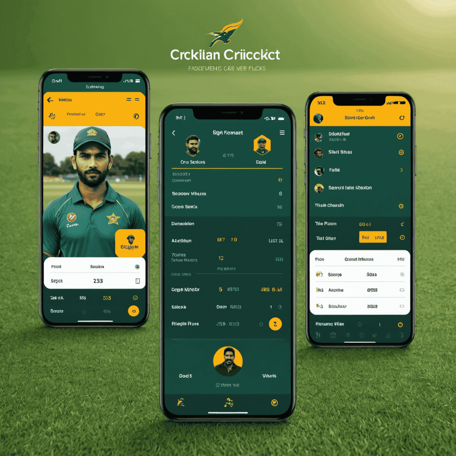 Fantasy cricket team selection interface with player cards and team formation