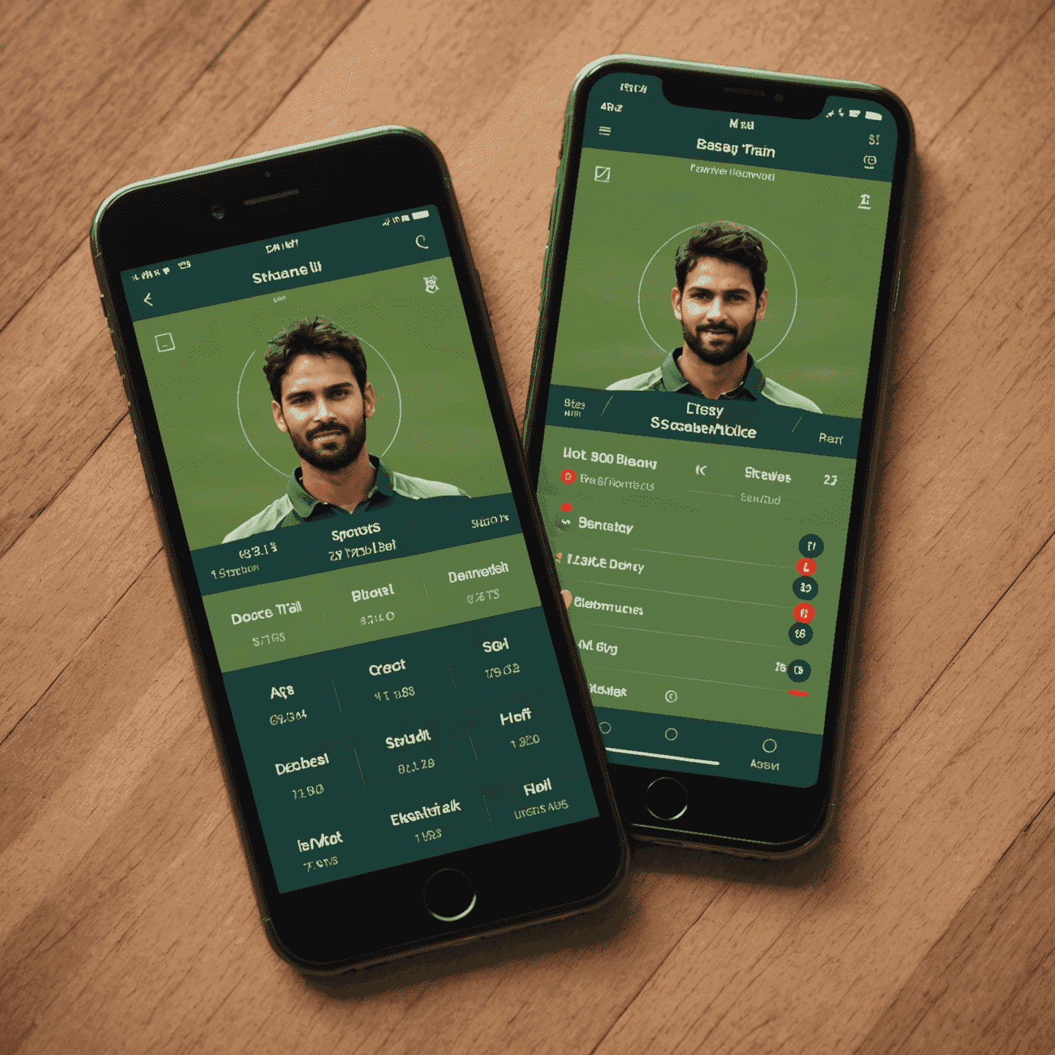 A fantasy cricket team lineup displayed on a smartphone with player statistics