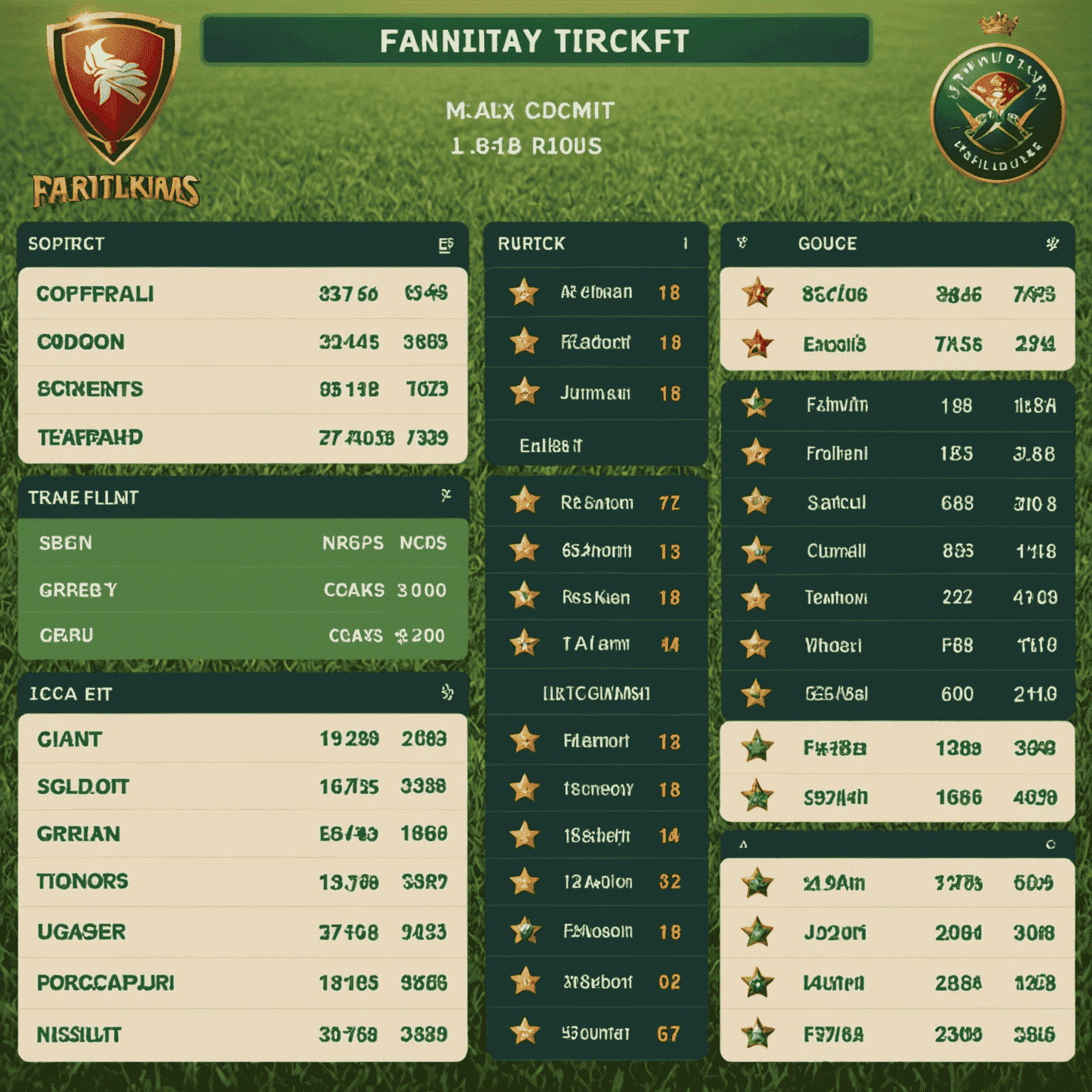 A leaderboard showing fantasy cricket team rankings and points